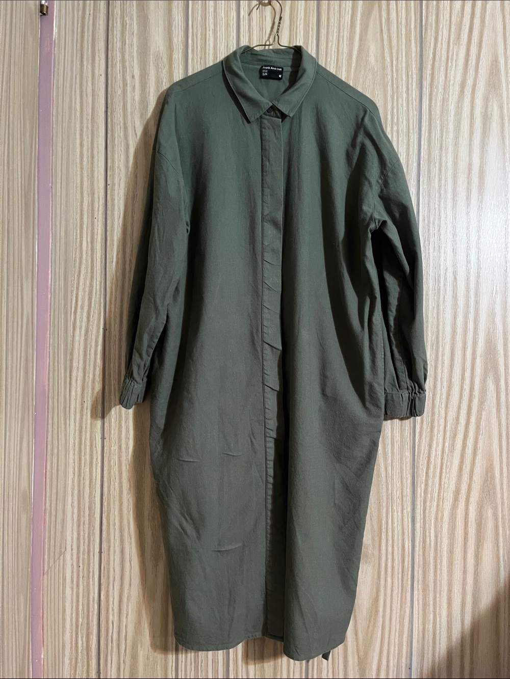 Frank And Oak Olive Green Tencel Kapok Shirt Dress - Size S
